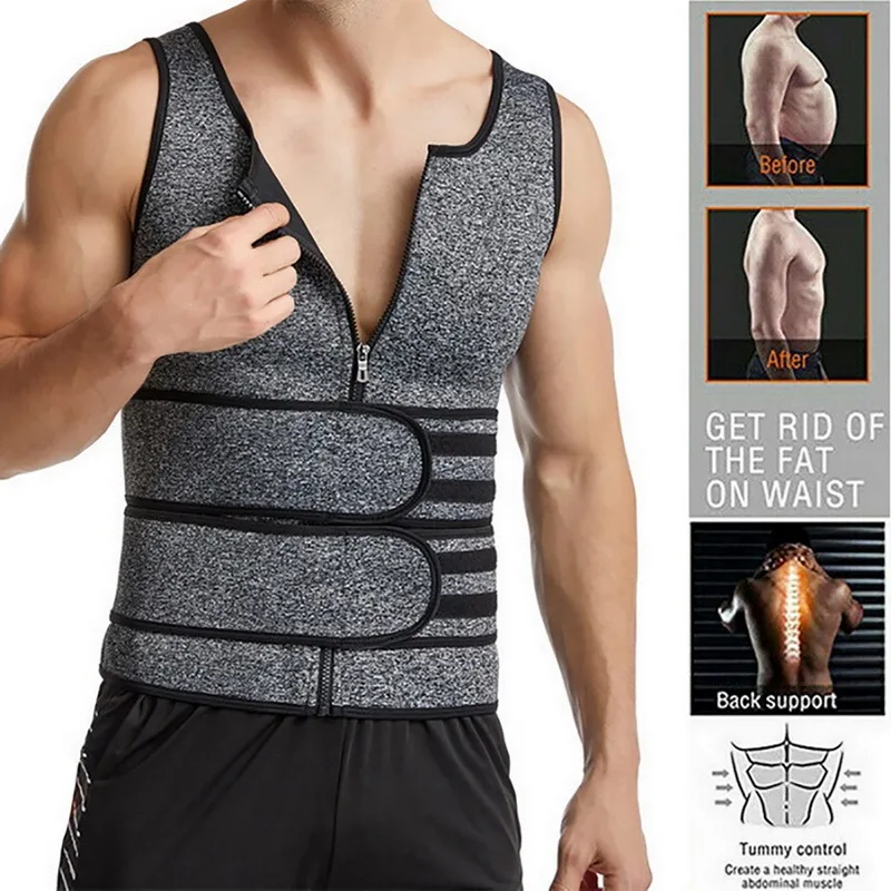

Men Body Shaper Waist Trainer Sauna Suit Sweat Vest Slimming Underwear Weight Loss Shirt Fat Burner Workout Tank Tops Shapewear