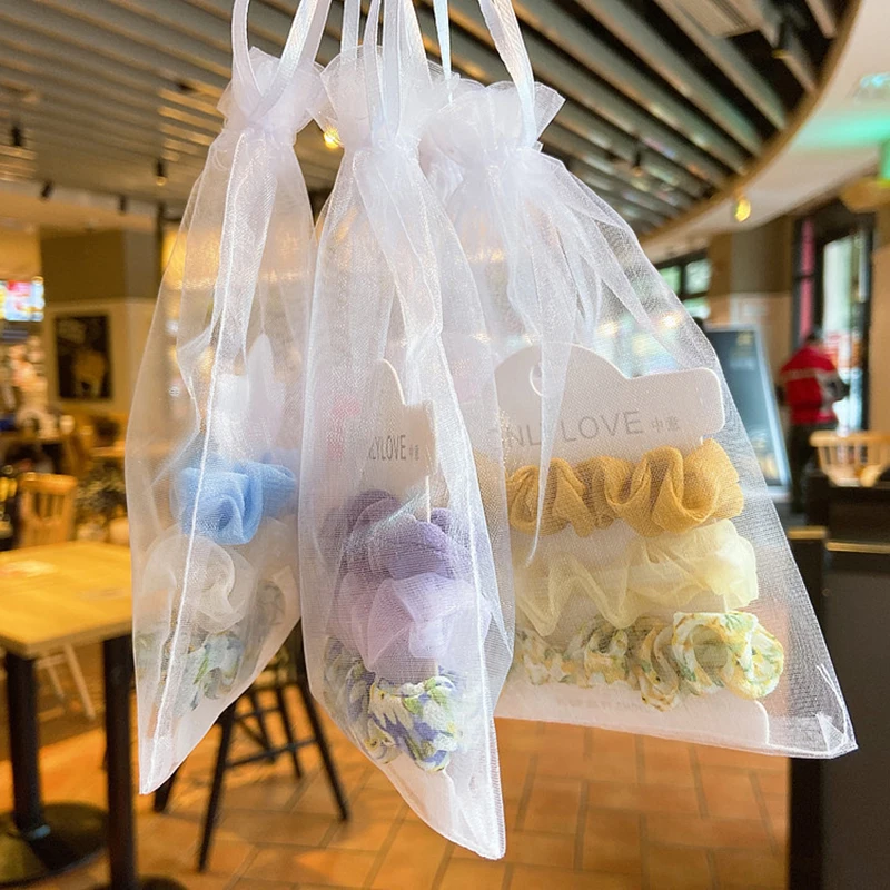 

3PCS Summer Floral Hairband Women Scrunchies Ponytail Holder Hair Rope Ties Girl Chiffon Elastic Hair Bands For Accessories