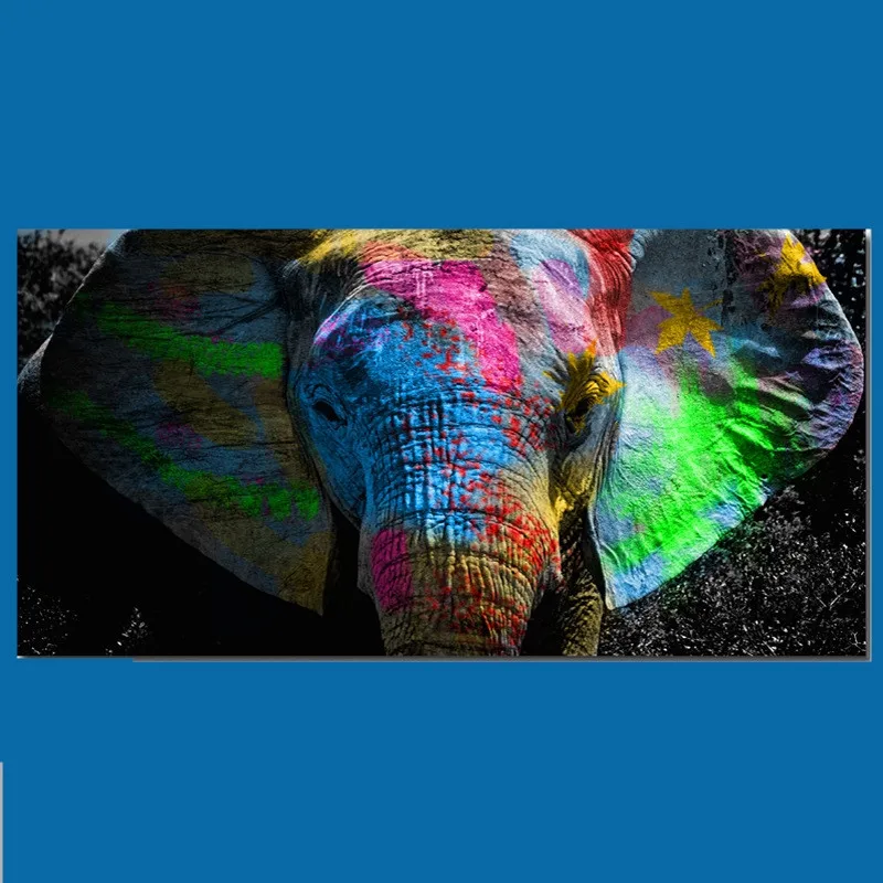 

Modern Personality Animal Canvas painting Adornment picture Spray painting Colorful Draw core Elephant Personality Household