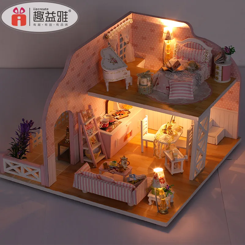 DIY Кукольный дом Мебель Миниатюрные 3D деревянные кукольные домики миниатюрные