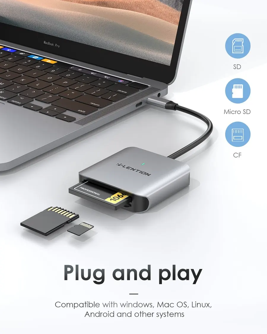 - USB C SD/Micro SD/ CF -,  C SD 3, 0    2020-2016 MacBook Pro 13/15/16 Samsung S20/S10/S9/S8/Plus