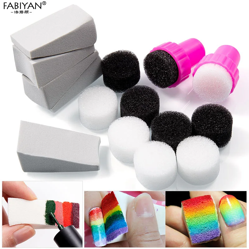 

15pcs Nail Art Sponge DIY Tools Template Transfer Stamper Polish Gel UV Stamping Manicure Gradient Change Color Makeup Set Salon