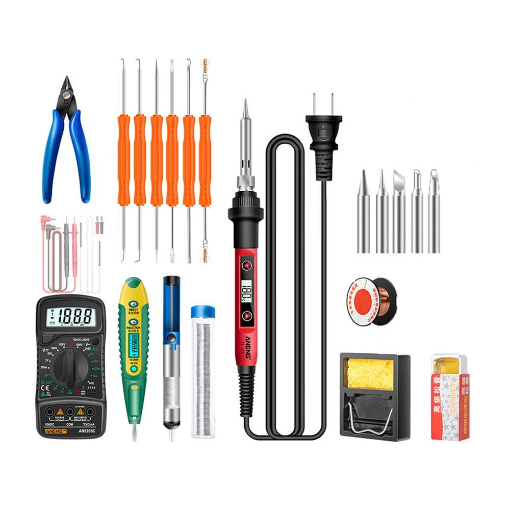 

25-Piece Set Multi-Function Digital Display Thermostat Electric Soldering Iron Set Digital Multimeter Solder Suction Device