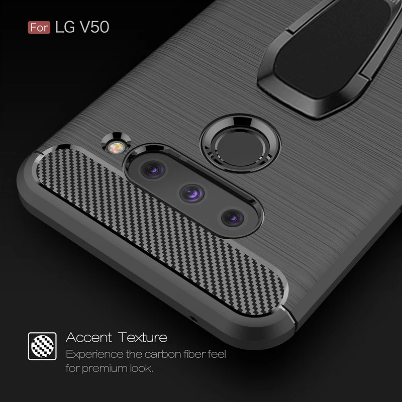 Корпус из углеродного волокна для LG W10 W30 Q7 K8 K10 Q7 Q6 V30 плюс G6 Pro Stylo 5 K40 V40 V50 G8 ThinQ Q Stylus Plus с кольцом-держателем