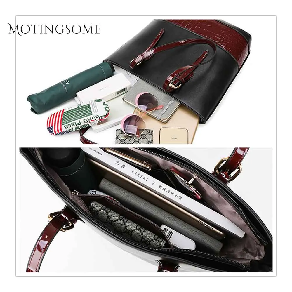 Женская сумка тоут из крокодиловой кожи в стиле пэчворк качественная кожаная