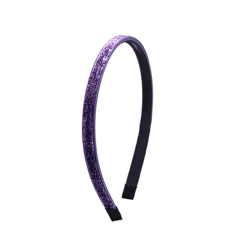 Purple headband Meimile цветные эластичные резинки для волос, однотонная цветная повязка на голову для девочек, аксессуары для волос, головные уборы с блестками желтого цвета - Цвет: Purple headband
