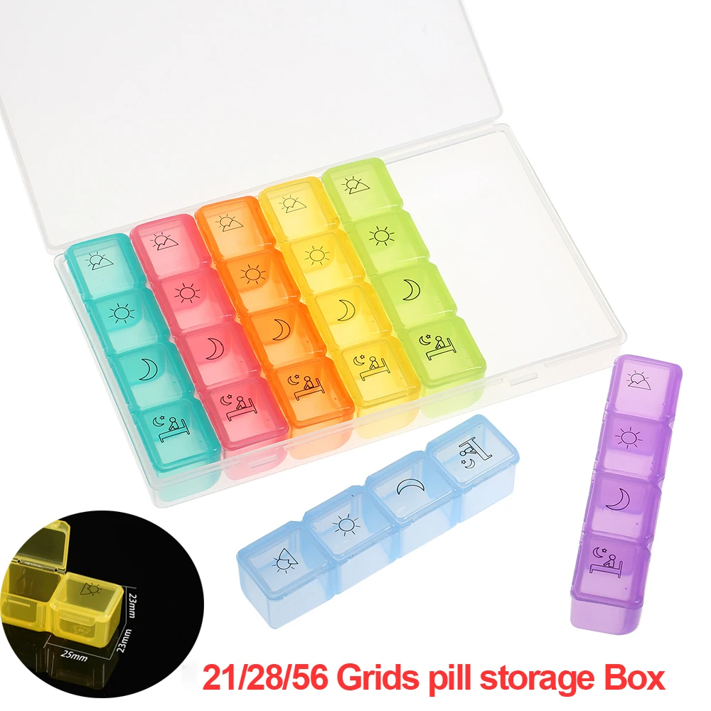 Контейнер для хранения таблеток Радужный 28/56 отделений 7 дней 28 | Дом и сад