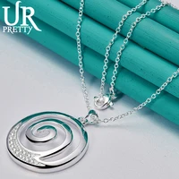 urpretty 925 sterling silver circle whirlpool necklace 1618202224262830 inch snake chain for man woman wedding jewelry