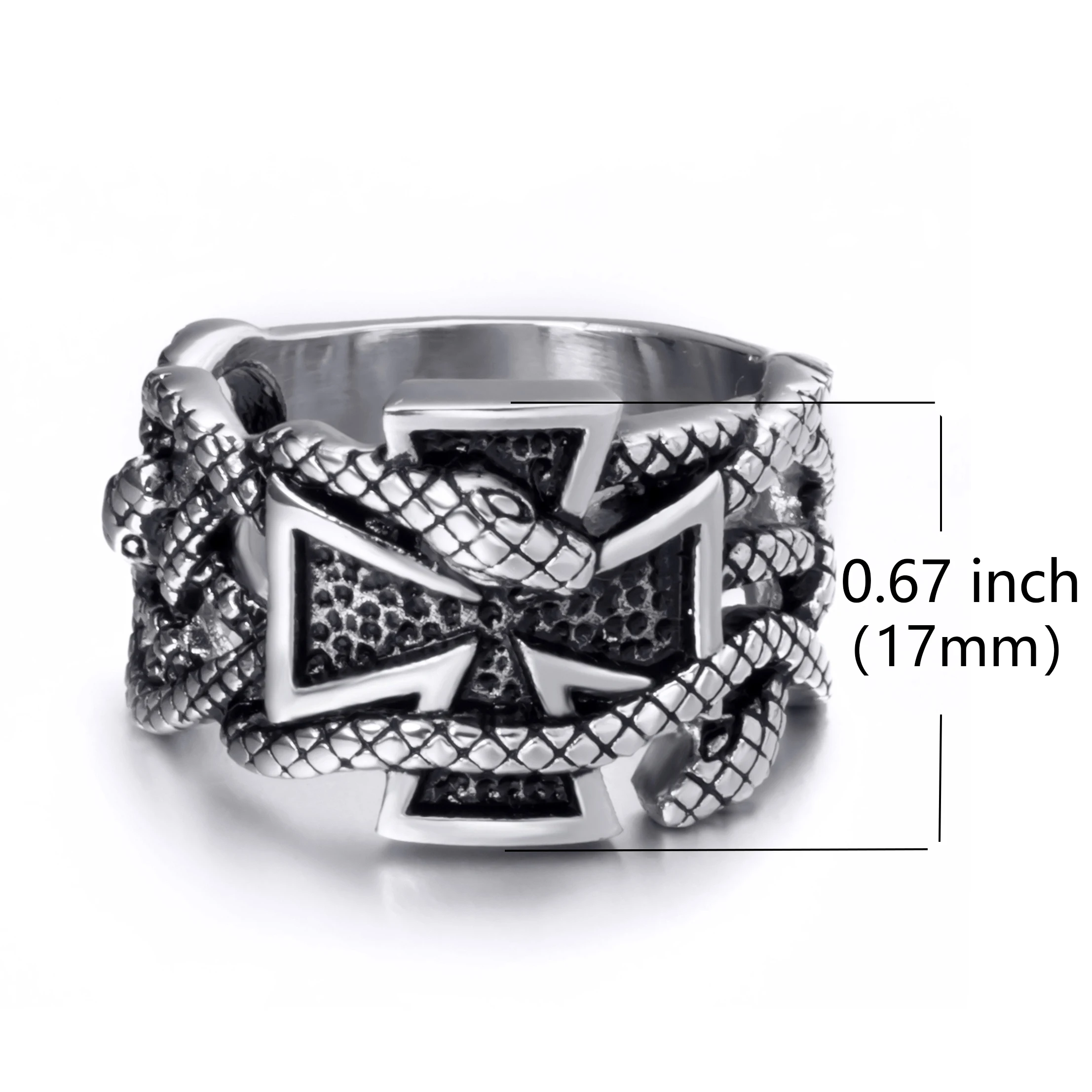 Мужские кольца Elfasio из нержавеющей стали Железный крест змеиная кожа масонское