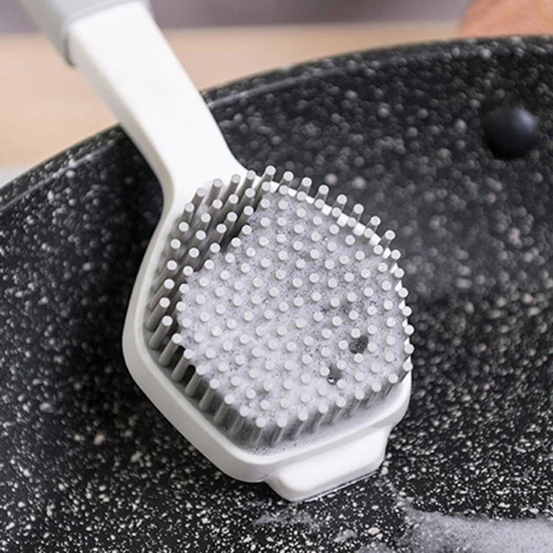 Двухцветная щетка с длинной ручкой для кастрюль посуды чаши мытья бытовые