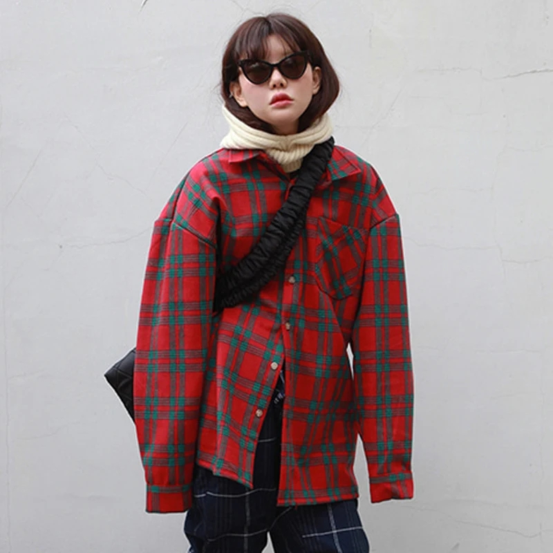 Рубашка Женская осенне зимняя в Корейском стиле нишевая Свободная рубашка