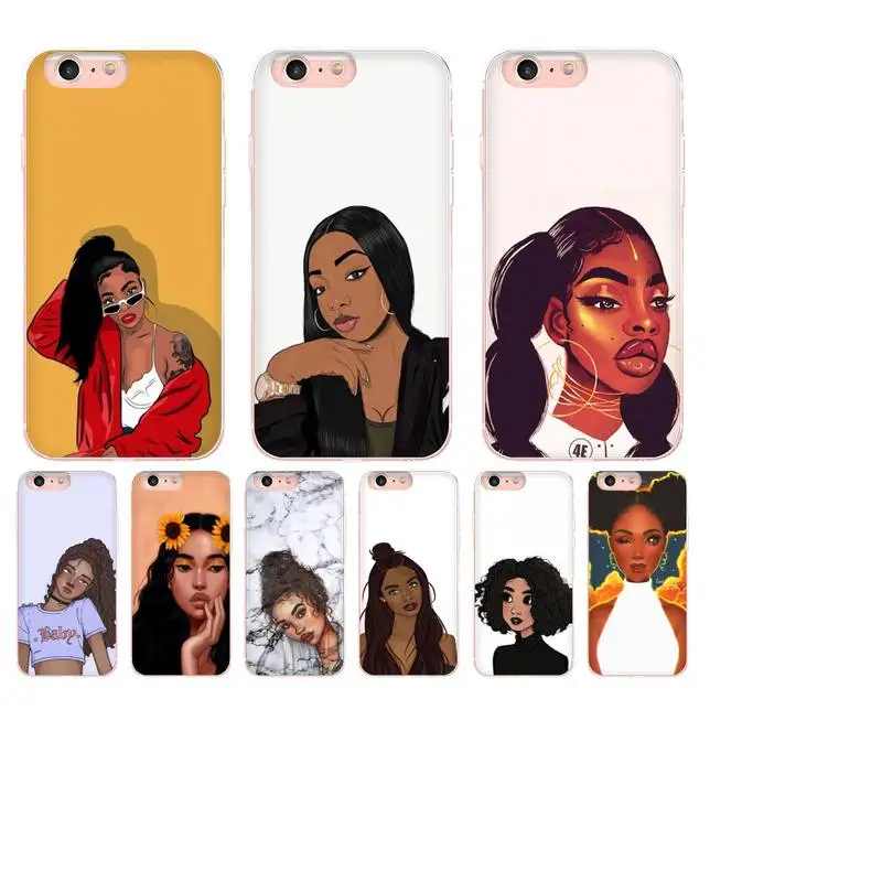 

Black Girl Magic Melanin Poppin Queen Phone Case For DIY iPhone X XS MAX 11 11 pro max 6 6s 7 7plus 8 8Plus 5 5S XR SE 2020