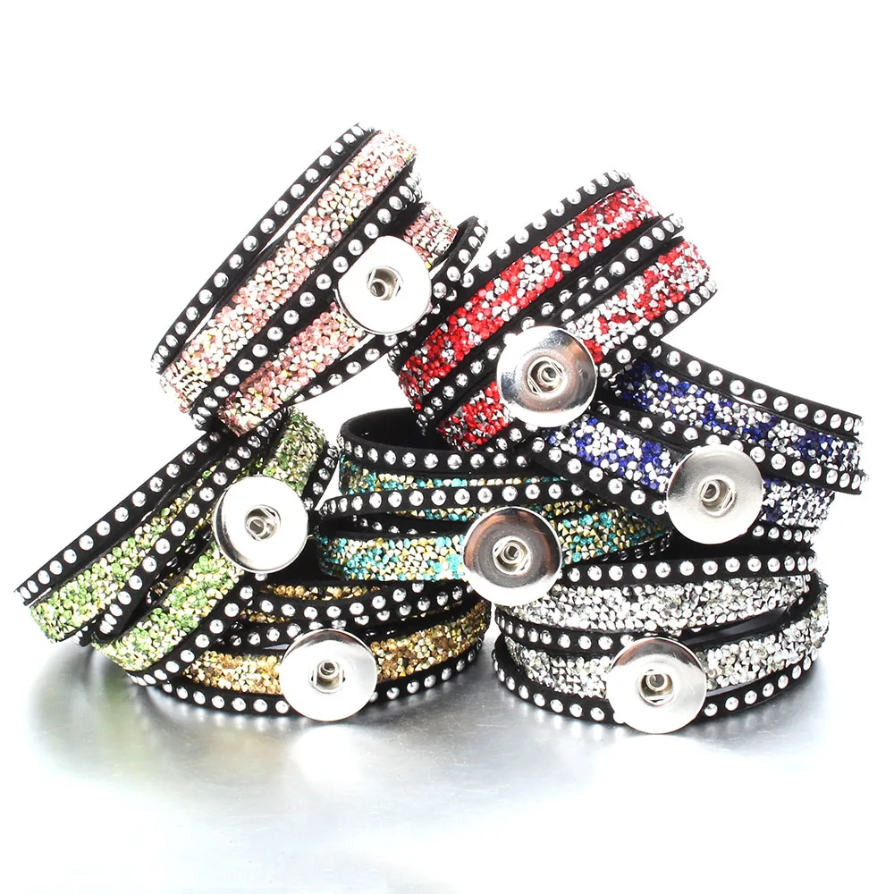 Женский кожаный браслет с застежкой кнопкой 18 мм|Браслеты шармами| |