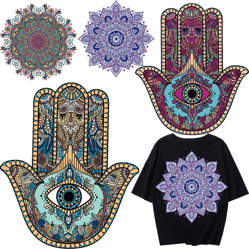 

Mandala Flower Patches Thermal Stickers on Clothes Fabric Iron-on Transfers for Clothing Thermoadhesive Patch Pvc Diy Applique