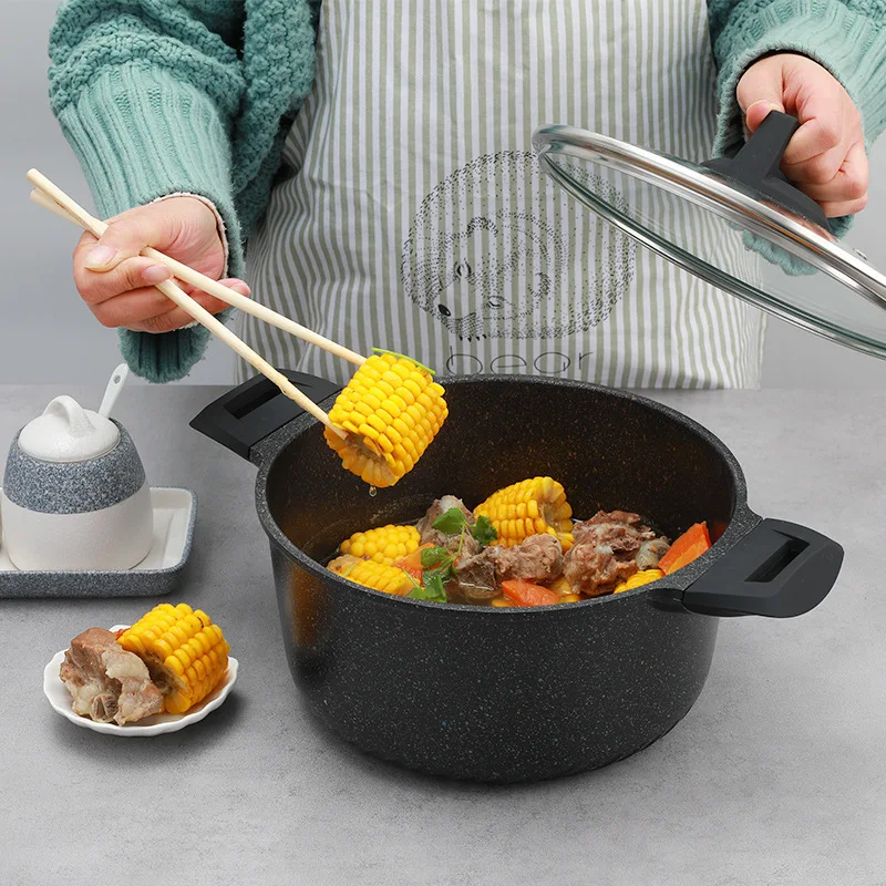 24 см антипригарная Кастрюля для супа и лапши кастрюли для мясного бульона кухонная посуда кухонный кастрюли для готовки и кастрюль машина для завтрака индукционный горшок