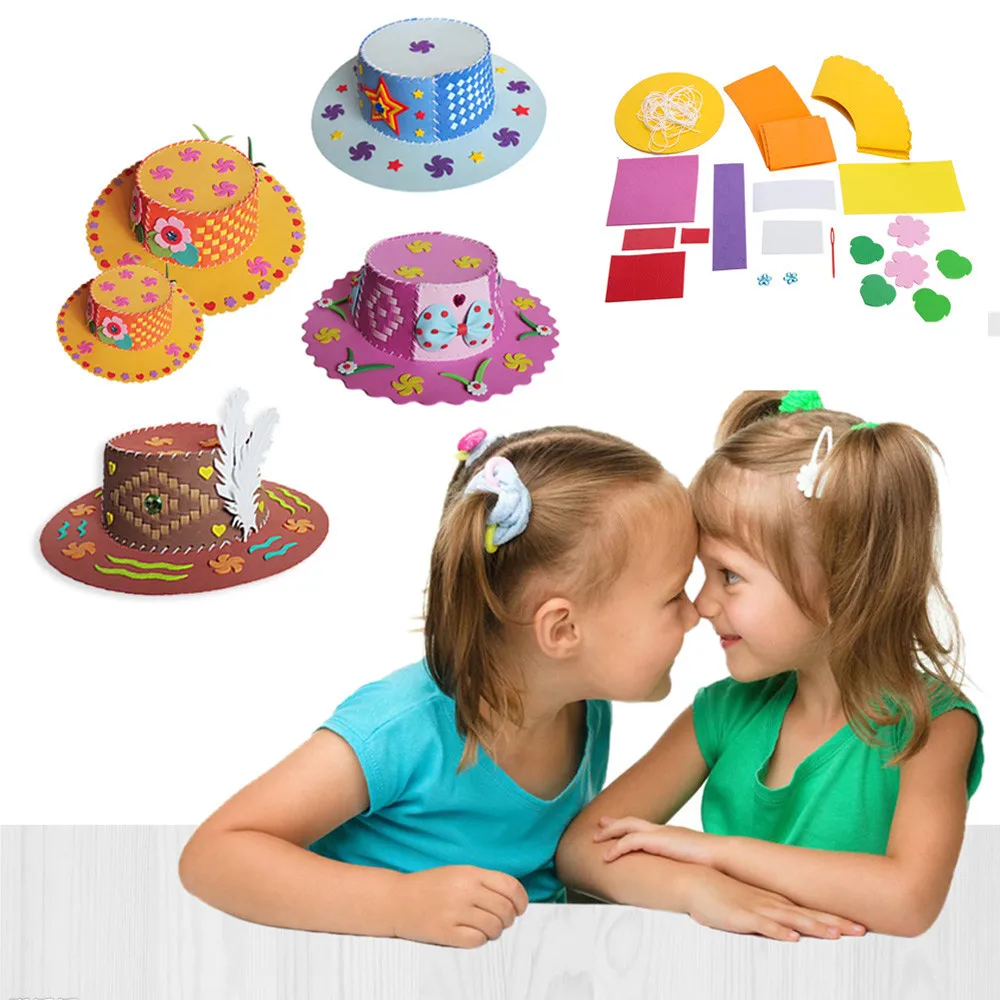 Красочные ЕВА ручной работы шляпа Дети обучения DIY Раннее Образование ремесла