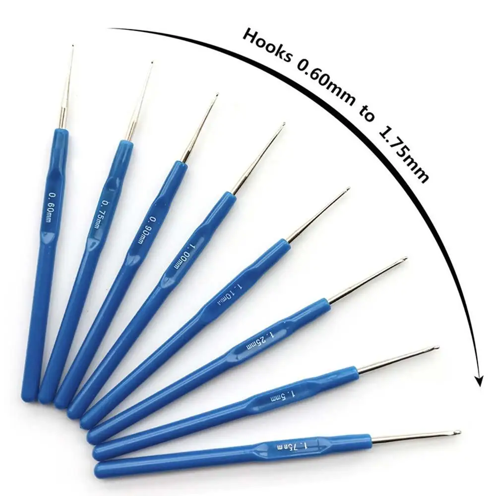 

Knitting Sewing Patchwork Crochet Needles Knit Hooks Knitting Needles Needlework Blues Skincare Metallic 8PCS Tool Soft Handle