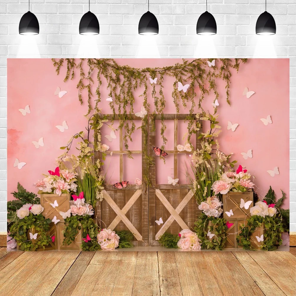 

Виниловый фон для фотосъемки новорожденных, с изображением бабочек, весенних цветов