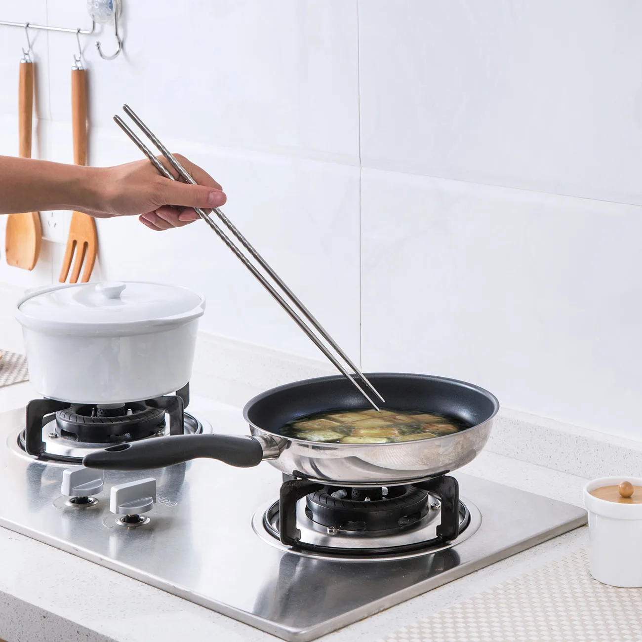 Горячая 1 пара нержавеющая сталь горячий горшок длинные палочки для жарки еды