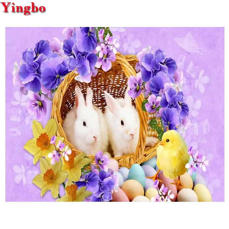 Полная квадратная круглая Алмазная картина diy вышивка кролик цыпленок