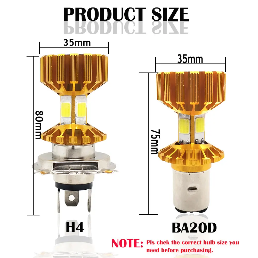 

Motorcycle Headlight BA20D 12V LED High/Low Beam Led Bulbs 1200LM Super Bright Autobike Fog Lamp For Cafe Racer Ktm