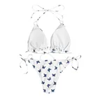 Женский Купальник, новинка 2022, Купальник с бабочками и высокой талией, женское бикини из двух предметов, женская пляжная одежда 2022, Женский Купальник