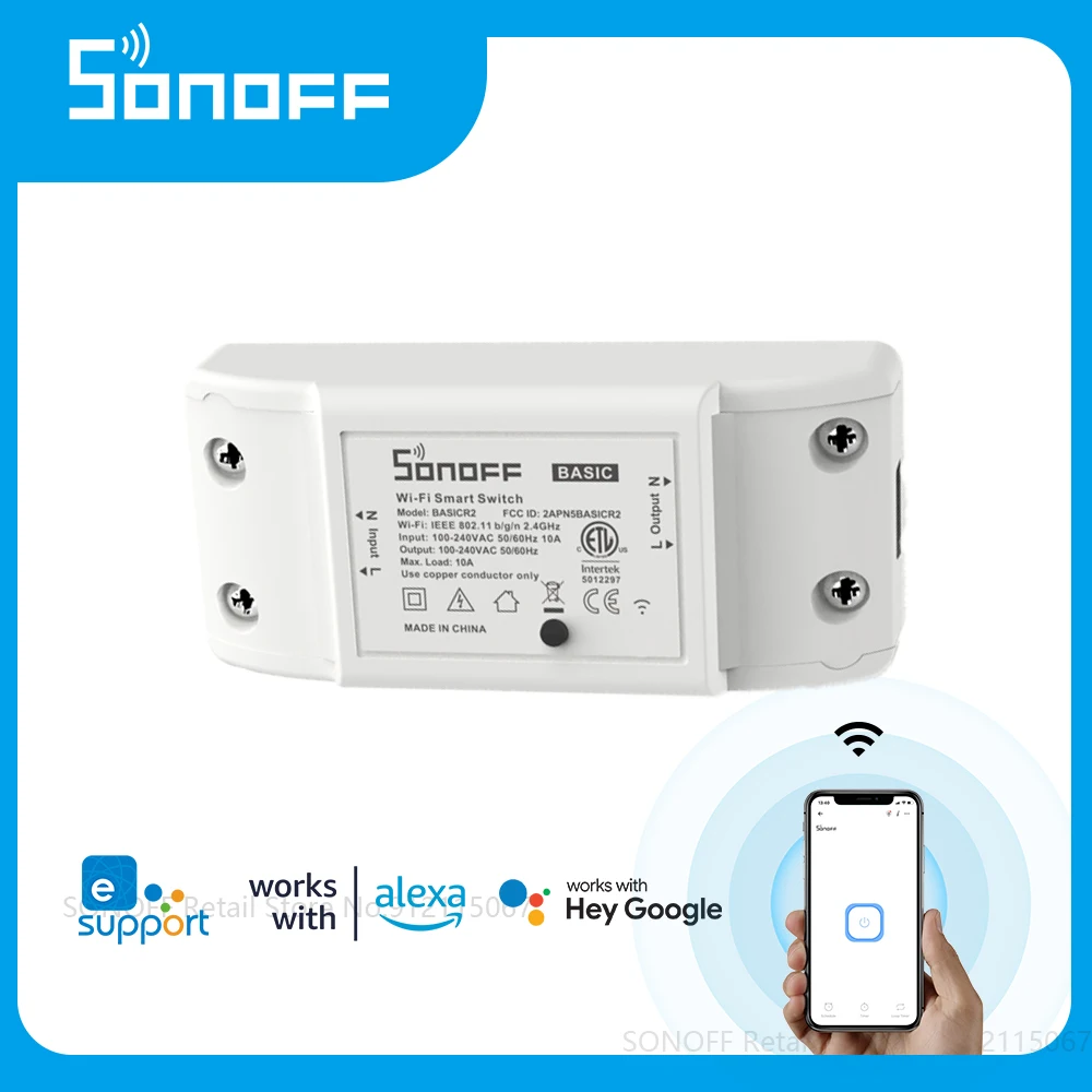 Умный выключатель Sonoff Basic R2 с поддержкой Wi Fi и управлением через