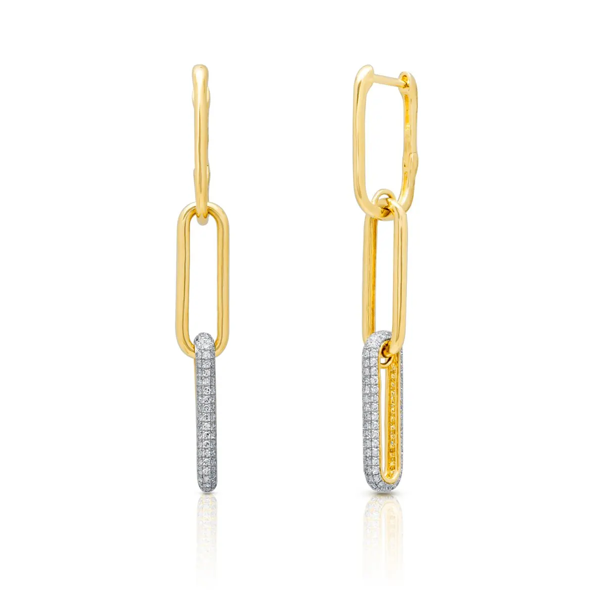 

Geometic Trendy Women Jewelry Rectangle Link Chain Dangle Drop Earring For Women Paved 5A CZ Link Chains