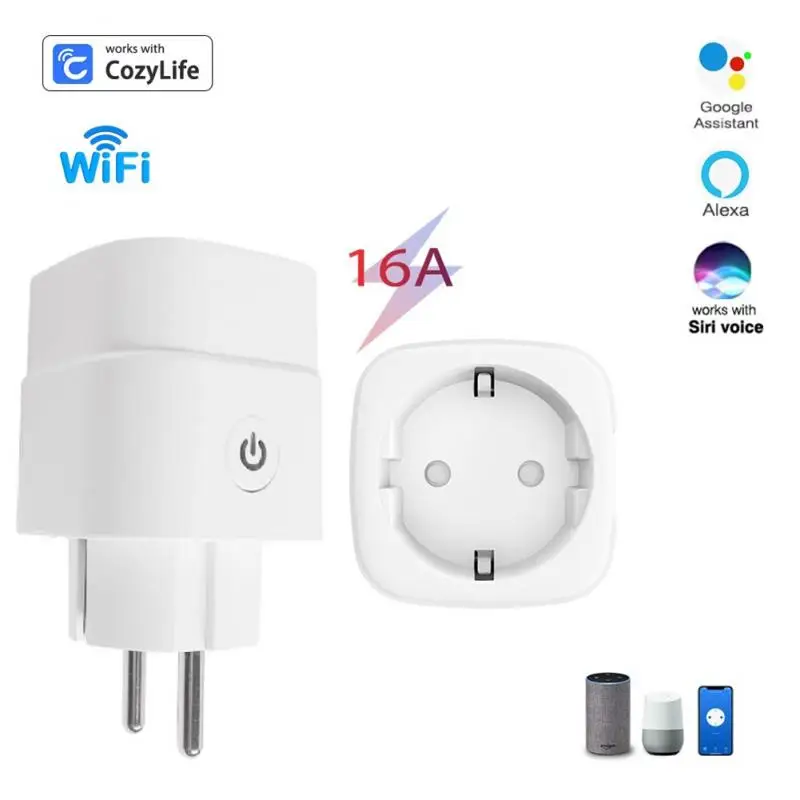 

HBuy Store WiFi EU Smart Plug 16A 240V Adapter Wireless Remote Voice Control Power Monitor Timer Socket For Google Home Alexa