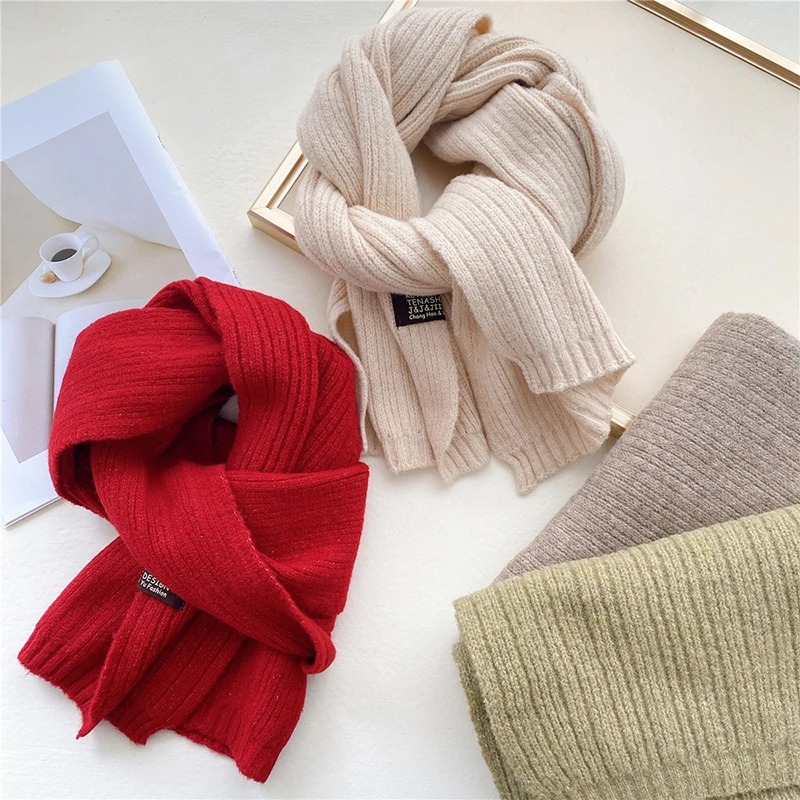 

Новый Зимний теплый удобный вязаный шарф мягкий плотный однотонный длинный тонкий шарф универсальный студенческий шарф бесплатно