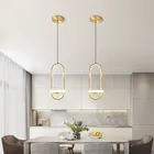 Современный Золотой светодиодный подвесной светильник для кухни, острова, столовой, прикроватный минималистичный блеск, длинный подвесной светильник, украшение для дома