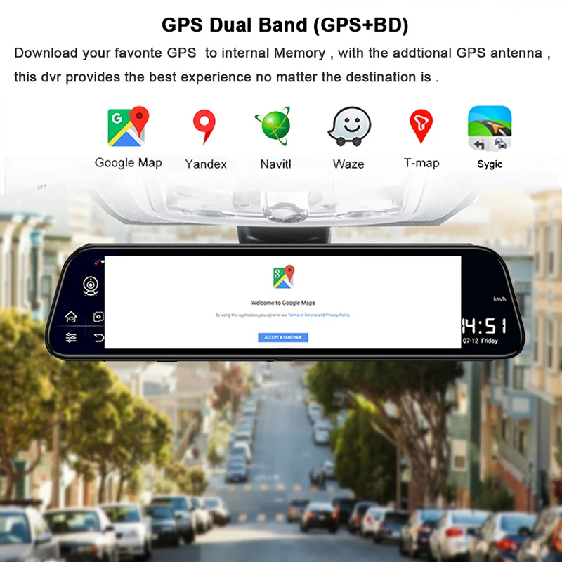 4G Dash Cam 12-дюймовый автомобильный Камера Зеркало заднего вида зеркало DVR ADAS Android 8 1