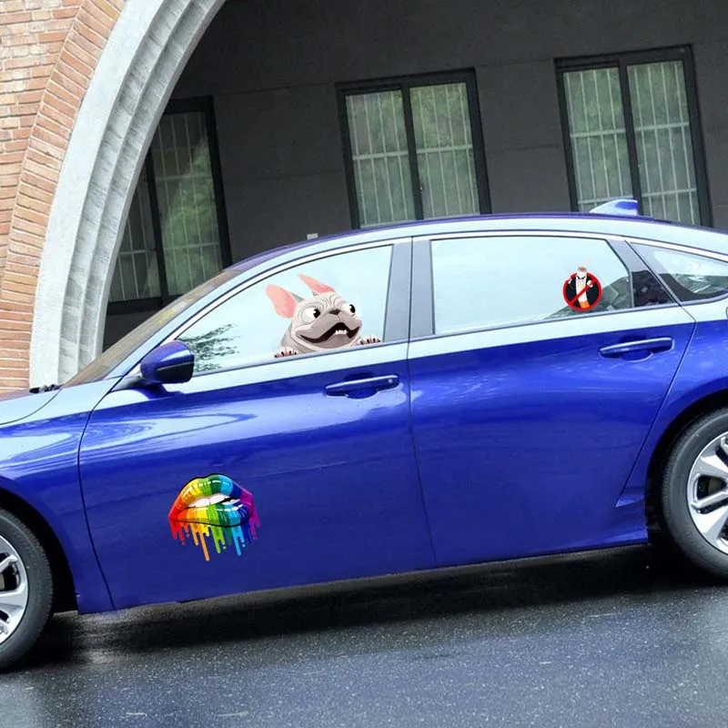 3 шт. автомобильная наклейка Очаровательная собака радуга губы курение