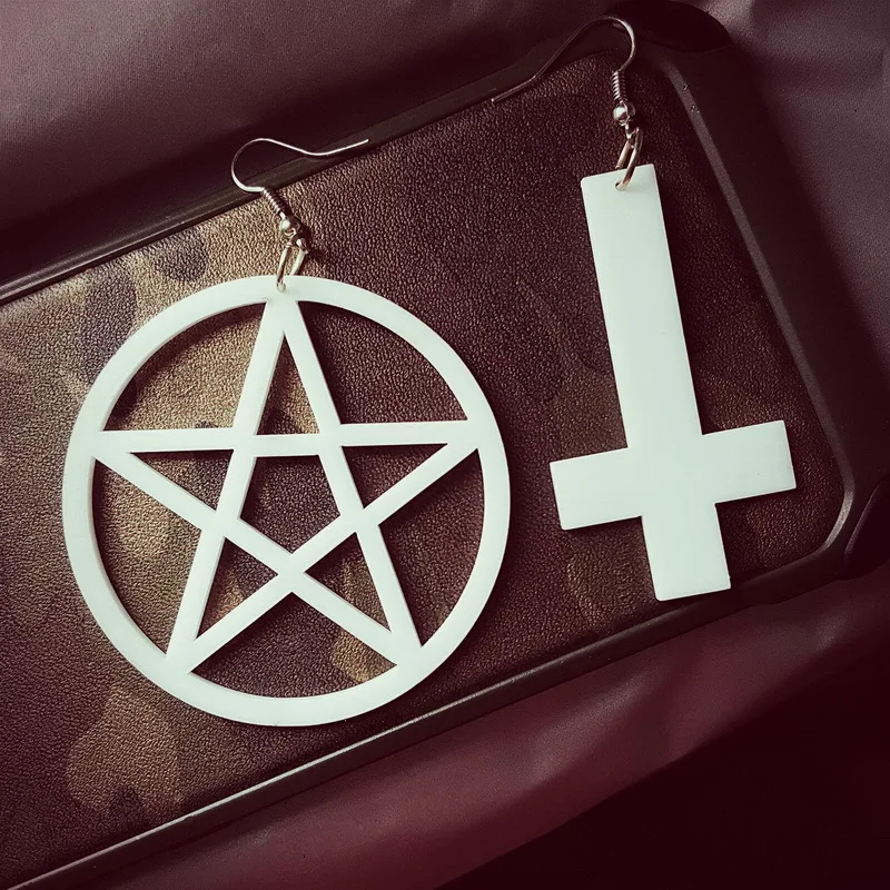 Женские серьги с пятиугольной звездой черные серьги-подвески в стиле рок хип-хоп