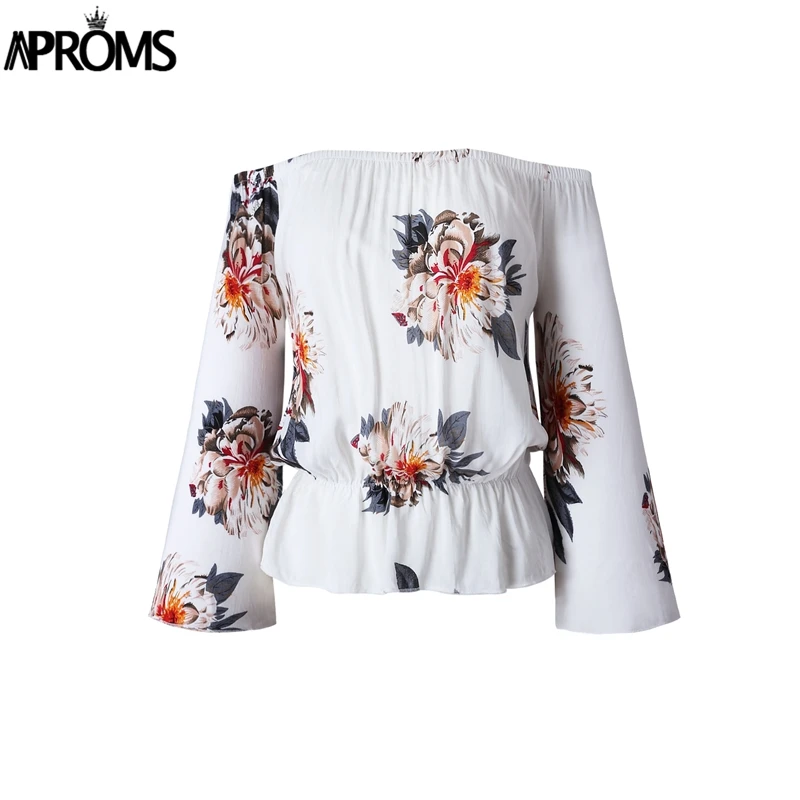 Aproms, рукав-фонарик, Boho, цветочный принт, безрукавка, топы, элегантный, с открытыми плечами, укороченный Топ для женщин, летняя одежда, уличная одежда, футболки, майки