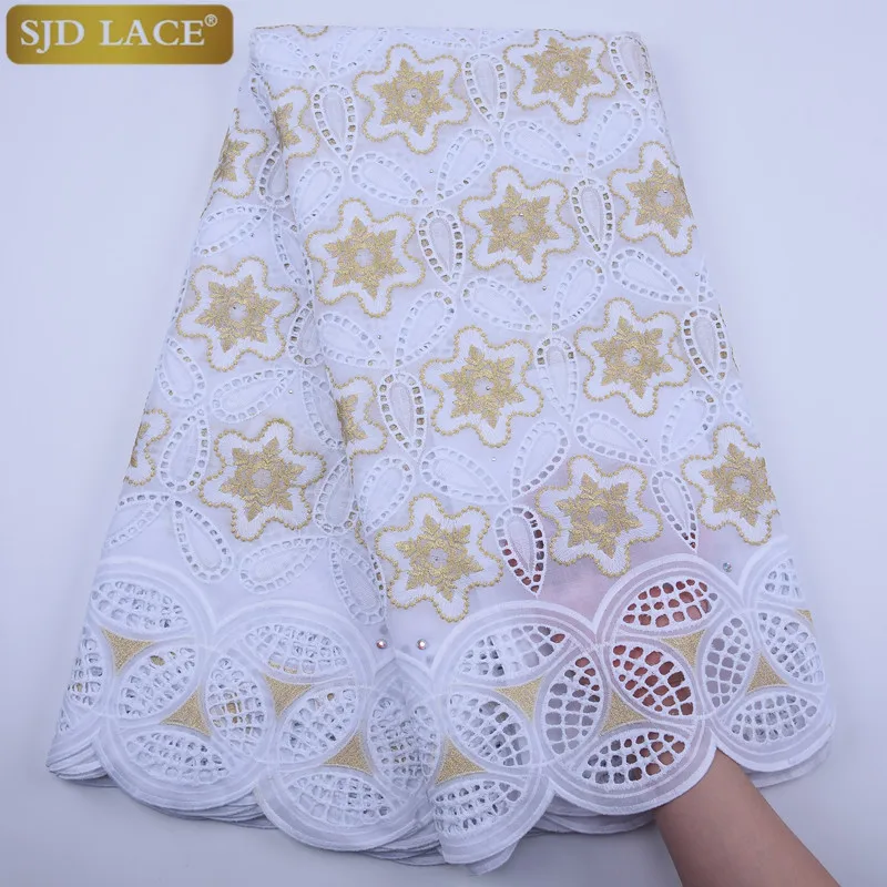 Кружево SJD новейшая африканская хлопчатобумажная кружевная ткань вышивка с