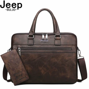 jeep buluo brand high quality men business briefcase bags for 14 inch laptop a4 file 2019 new style shoulder travel bag for man free global shipping