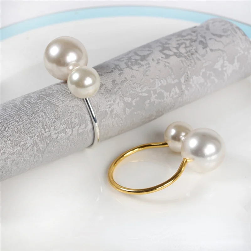 

12pcs/lot Creative Personality Metal Napkin Ring The Toast Button Ring Napkin Western Buckle Napkin Ring Pearl Meal