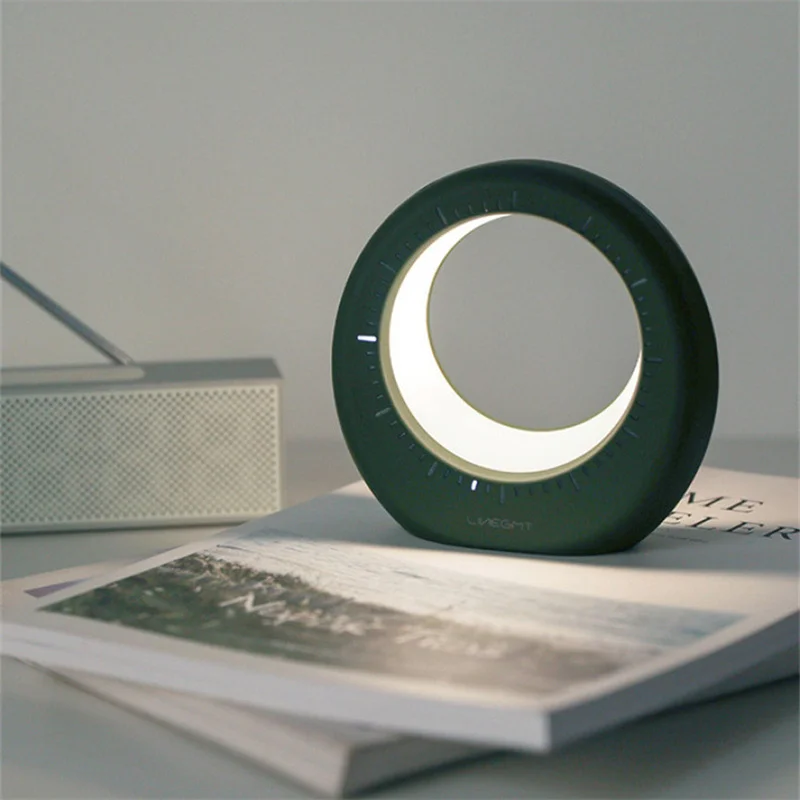 Скидка Ночник Moon с будильником, светодиодсветодиодный Настольная лампа с USB-зарядкой, цифровые часы для спальни