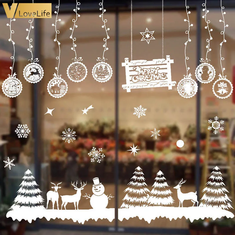 Настенные наклейки рождественские украшения для дома Саната снежинка