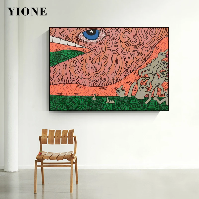 

Abstract Art Canvas Painting Street Graffiti Eye Weird Figure Wall Poster for Living Room Gallery Picture Prints Home Decoration