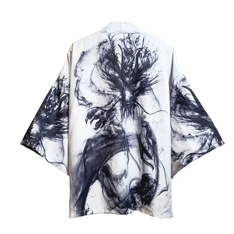 

Novelty Vintage Japanese Kimono Japanese Cardigan Chinese Style 3D Print Dragon Kimono Yukata Haori Robe Streetwear For Unisex