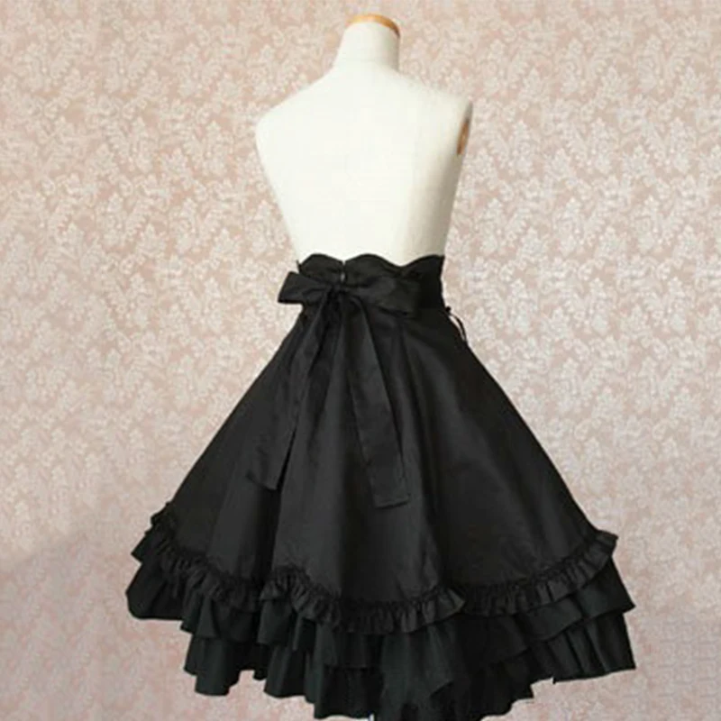 

Black Lolita Skirt Ruffle Gothic Lolita Clothes Women Kawaii Clothing Vintage Cosplay Wear Victorian Princess Skirts DCC014