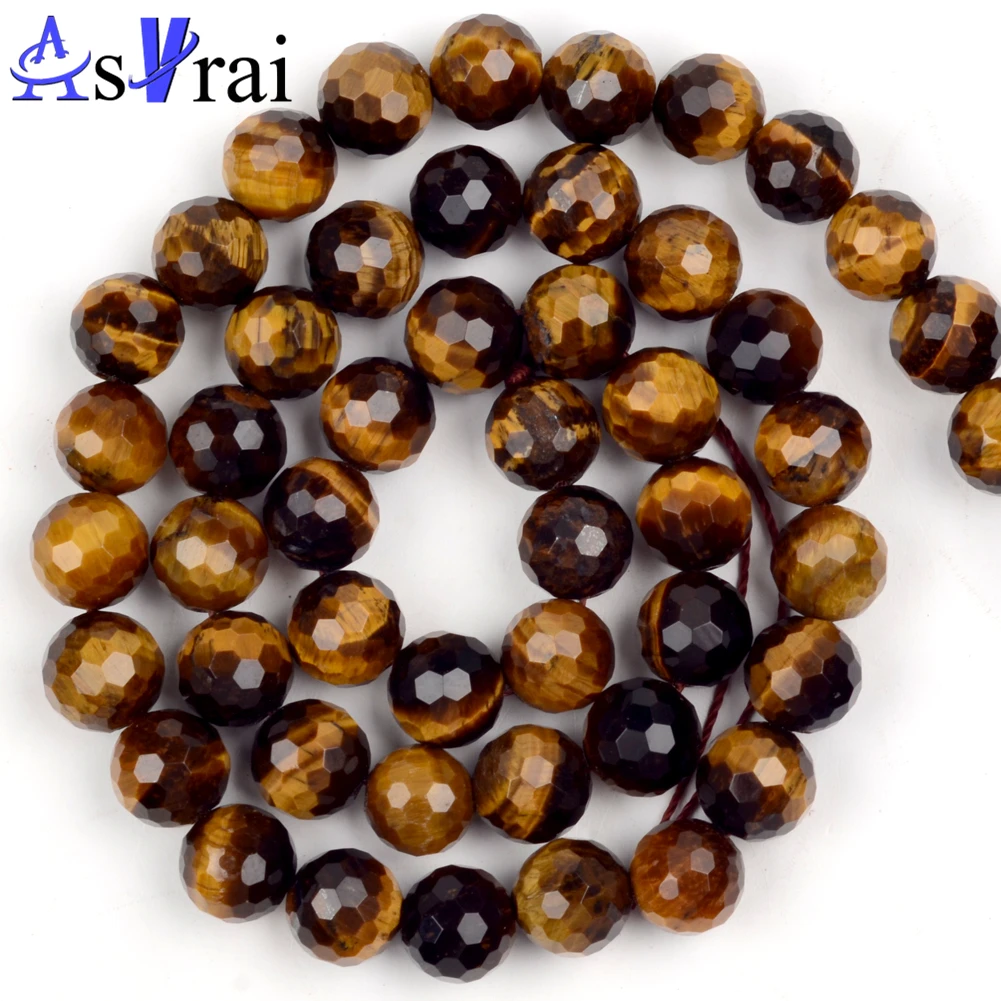 

Natural 8mm Faceted Tiger Eye Ocean Mookaite Crystal Stone Beads For Jewelry Making Round Loose Spacer Beads DIY Bracelet Charms