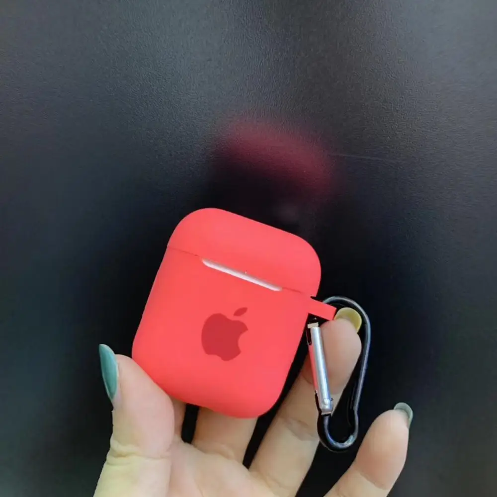 Чехол для Apple AirPods 2 1, чехол для наушников, аксессуары, мягкий чехол с милым логотипом, яркий цвет, чехол с крючками - Цвет: 17
