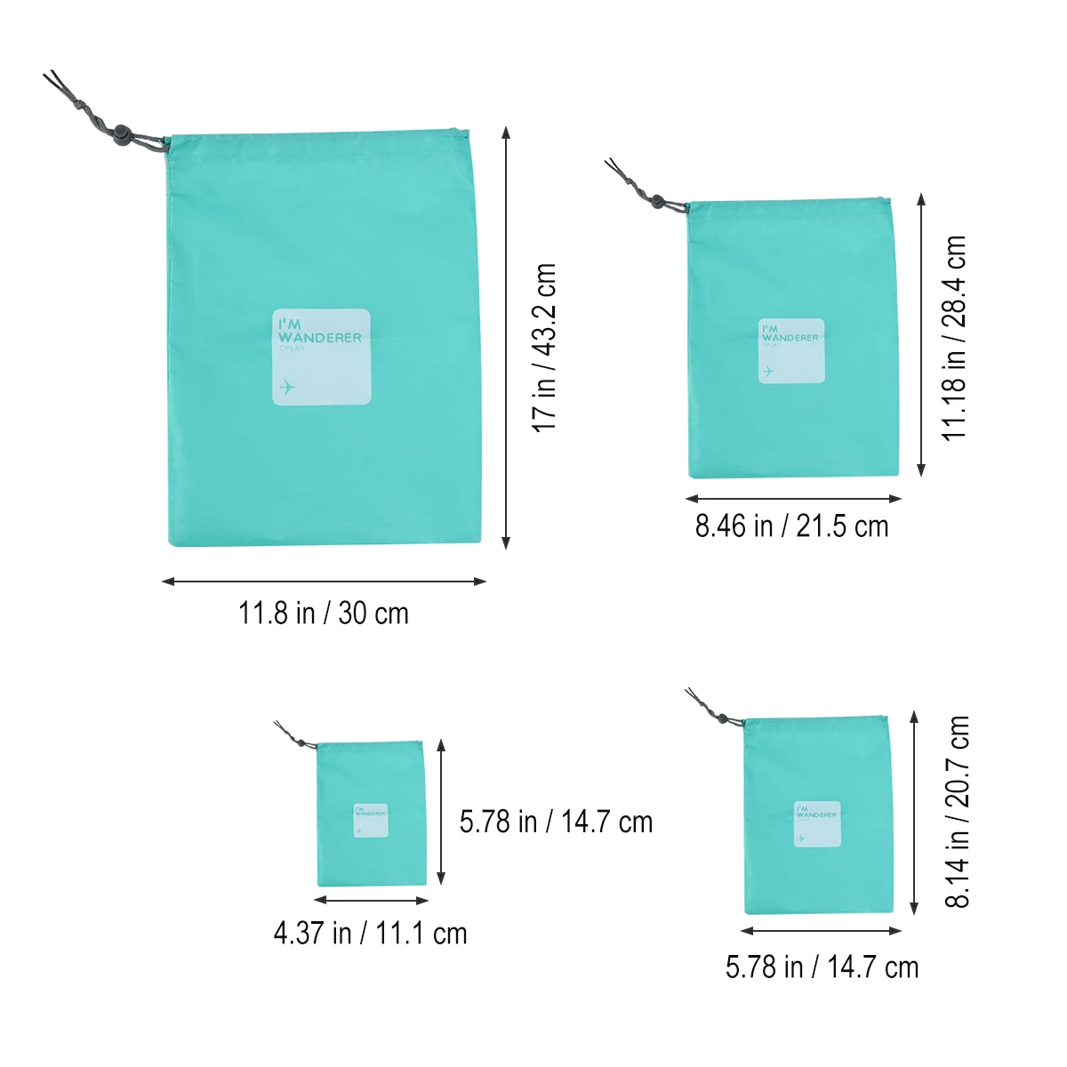 

WINOMO 4pcs Universal Outdoor Travel Waterproof Nylon Drawstring Storage Bags Pouches Organizers Bag Cover in Different Sizes