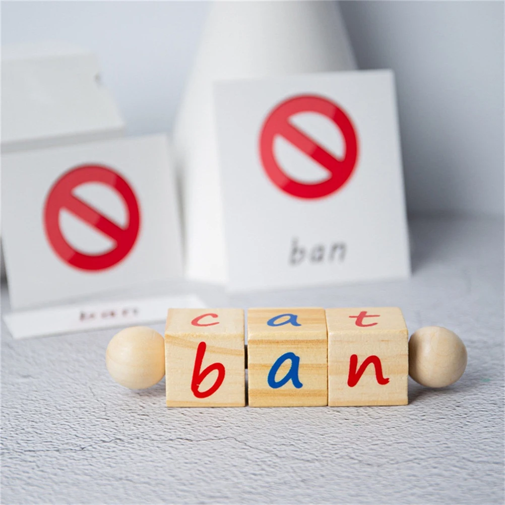 Kindergarten Children Fun Wooden Reading Blocks Toys Educational Spinning Alphabet Manipulative Numbers Card #30 | Игрушки и хобби