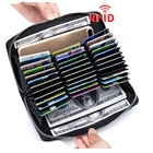 Кожа карточка с визитной карточкой с застежкой сумка Длинный кошелек для паспорта Сумочка RFID с множеством кармашков для карт Многофункциональный Мужской и Женский Большой сумка для визиток