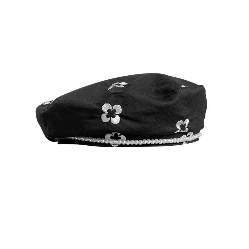 

Spring Autumn Vintage Girls Adjustable Breathable Embroidery Women Black Berets French Artist Beret Women Painter hat BJM02