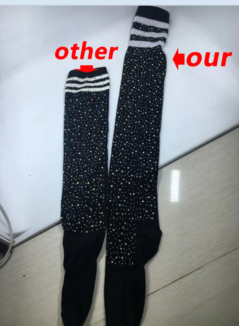 

Fashion Women Girls Sexy Diamond Long Cotton Stockings Soft Warm Thigh High Over The Knee Socks Slim Rhinestone Bling Stocking